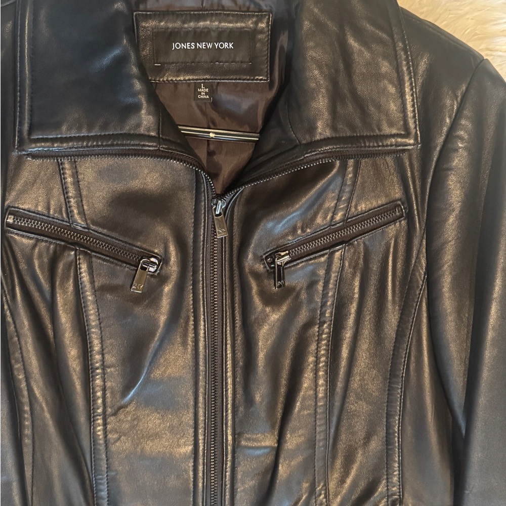 Jones New York Soft Black Leather Jacket